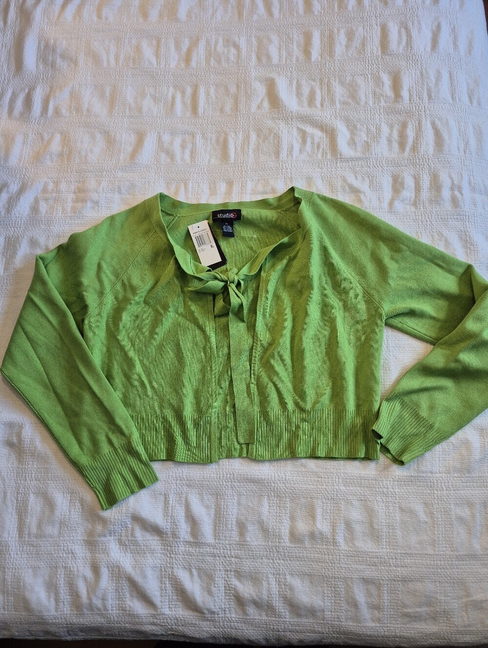 Studio G women's XL Ponte Verda fresh grass green 55% silk blend sweater NWT